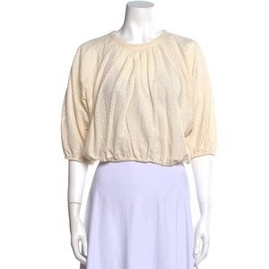 Apiece Apart Crew Neck Three-Quarter Sleeve Crop Top